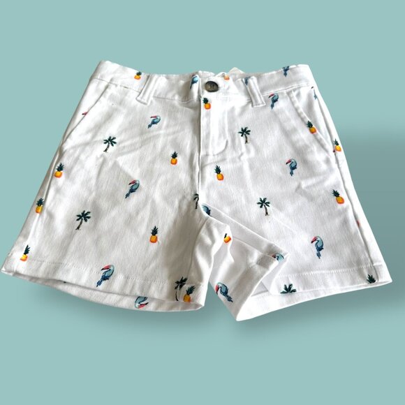 💛 Janie and Jack 💛 Kids Tropical Print Twill Shorts Toucan Pineapple 18-24 Mo - Picture 1 of 5